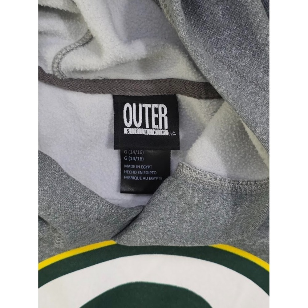 Green‎ Bay Packers Gray Hoodie Fleece Pullover Youth 6/7 Outer Stuff NFL - Picture 5 of 7